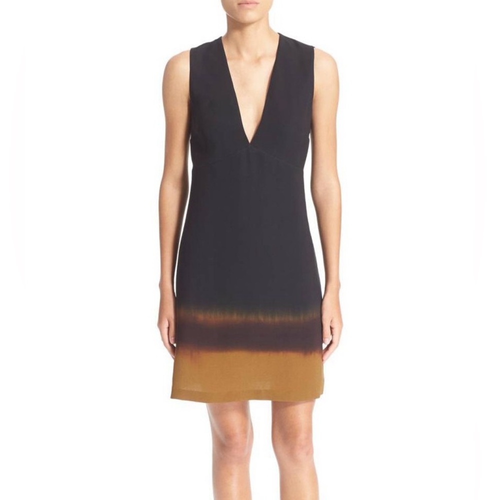 A.L.C. Ombre V-Neck Mini Dress in Black and Brown